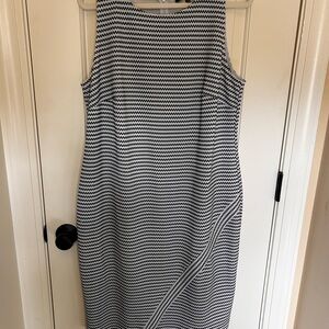 Eloquii Black and White Chevron Midi Dress